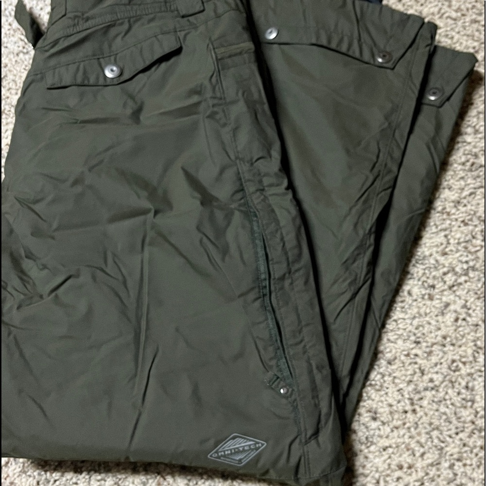 Olive Green Columbia snow pants.  Omni-tech